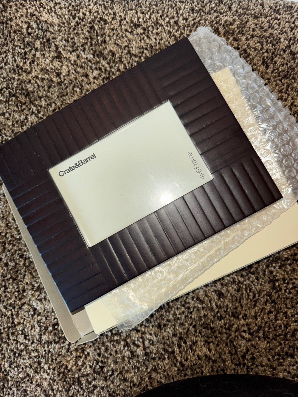 Crate&Barrel Dark Brown Ribbed Photo Frame - Chocolate Finish